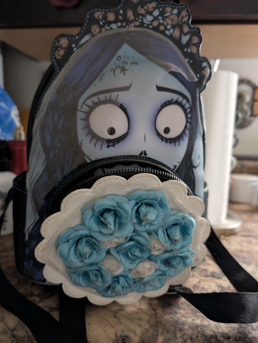 Loungefly Blue Floral Tim Burton-Inspired Mini Backpack